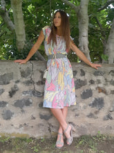 Charger l'image dans la galerie, Robe vintage Florence - Imprimé abstrait pastel. Taille M, 38, 40. Esther. Made in France.