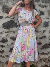Charger l'image dans la galerie, Robe vintage Florence - Imprimé abstrait pastel. Taille M, 38, 40. Esther. Made in France.