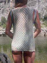 Charger l'image dans la galerie, Gilet vintage Frida - En crochet écru et perles. Taille M, 38, 40