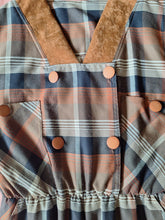 Charger l'image dans la galerie, Combinaison vintage Pénélope - A carreaux marron et bleu. Taille M, 38, 40. Made in France