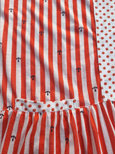 Charger l'image dans la galerie, Robe vintage Isabelle - Marinière rayée décorée d'ancres marine. Taille L, 40, 42.