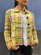 Charger l'image dans la galerie, Veste vintage Ilyana - En tweed texturé aux couleurs lumineuses. XS, 34, 36. David Pallas Paris. Made in France