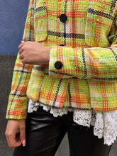 Charger l'image dans la galerie, Veste vintage Ilyana - En tweed texturé aux couleurs lumineuses. XS, 34, 36. David Pallas Paris. Made in France
