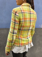 Charger l'image dans la galerie, Veste vintage Ilyana - En tweed texturé aux couleurs lumineuses. XS, 34, 36. David Pallas Paris. Made in France