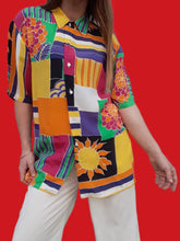Charger l'image dans la galerie, Chemisier vintage Natasha - Bariolé et coloré. Taille XL, 42, 44. Maison 1.2.3