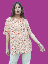 Charger l'image dans la galerie, Chemisier vintage Delphine - Motif floral. Taille XL, 42,44. Damart.