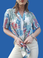 Charger l'image dans la galerie, Chemisier vintage Claire - Motif Orchidées. Taille M, 38, 40. Made in France.