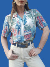 Charger l'image dans la galerie, Chemisier vintage Claire - Motif Orchidées. Taille M, 38, 40. Made in France.