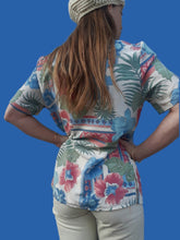 Charger l'image dans la galerie, Chemisier vintage Claire - Motif Orchidées. Taille M, 38, 40. Made in France.