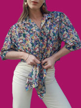 Charger l'image dans la galerie, Chemisier vintage Stella - Imprimé floral. Taille XXL, 44, 46. Devernois.