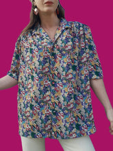 Charger l'image dans la galerie, Chemisier vintage Stella - Imprimé floral. Taille XXL, 44, 46. Devernois.