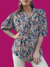 Charger l'image dans la galerie, Chemisier vintage Stella - Imprimé floral. Taille XXL, 44, 46. Devernois.