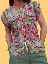 Charger l'image dans la galerie, Blouse vintage Émilie - Fleuri à nouer. Taille M, 38, 40. Toshi Paris. Made in India.