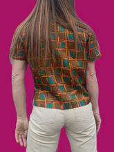 Charger l'image dans la galerie, Chemisier vintage Adeline. Bariolée vert émeraude. Taille M, 36, 38