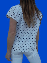 Charger l'image dans la galerie, Chemisier vintage Jessica - A pois bleu marine et blanc. Taille M, 38, 40. Françoise de France.