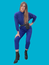 Charger l'image dans la galerie, Combinaison vintage Camélia - Bleu Roi. Boutonnage asymétrique. Taille XS, 34, 36. Made in France