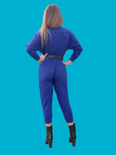 Charger l'image dans la galerie, Combinaison vintage Camélia - Bleu Roi. Boutonnage asymétrique. Taille XS, 34, 36. Made in France