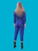 Charger l'image dans la galerie, Combinaison vintage Camélia - Bleu Roi. Boutonnage asymétrique. Taille XS, 34, 36. Made in France