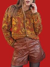 Charger l'image dans la galerie, Cardigan vintage Candice - Imprimé automnal. Taille XL, 42, 44. Le Gaillard. Made in France