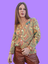 Charger l'image dans la galerie, Cardigan vintage Camille - Papillons pastels. Taille M, 38, 40. Devernois Paris.