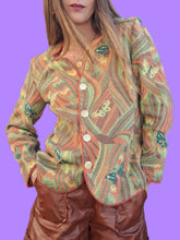 Charger l'image dans la galerie, Cardigan vintage Camille - Papillons pastels. Taille M, 38, 40. Devernois Paris.