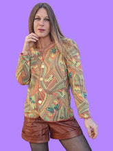 Charger l'image dans la galerie, Cardigan vintage Camille - Papillons pastels. Taille M, 38, 40. Devernois Paris.