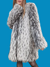 Charger l'image dans la galerie, Manteau "Seconde" Lucie - Fausse fourrure grise et noire. Taille XL, 42, 44. Manoukian. Made in China