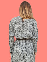 Charger l'image dans la galerie, Robe vintage Marcia - Mouchetée gris bleu et noir. Taille L, 40, 42. Jean Bailly. Made in France