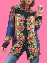 Charger l'image dans la galerie, Chemisier 'Seconde' Lucie - Imprimé floral. Taille L, 40, 42. Umberto Monza Paris. Made in CEE.