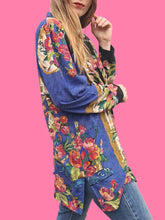 Charger l'image dans la galerie, Chemisier 'Seconde' Lucie - Imprimé floral. Taille L, 40, 42. Umberto Monza Paris. Made in CEE.