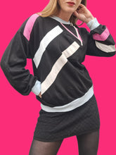 Charger l'image dans la galerie, Sweat vintage Emmy - Col asymétrique et bandes contrastantes. Taille M, 38, 40. Trévois. Made in France