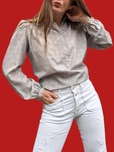Charger l'image dans la galerie, Blouse vintage Alicia - Imprimé géométrique. Taille M, 38, 40. Vitos Paris. Made in France.