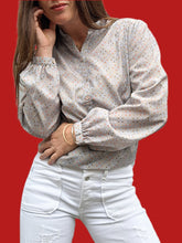 Charger l'image dans la galerie, Blouse vintage Alicia - Imprimé géométrique. Taille M, 38, 40. Vitos Paris. Made in France.