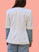 Charger l'image dans la galerie, Blazer vintage Tara - Blanc à base arrondie. Taille L, 40, 42. Guy Laroche