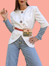 Charger l'image dans la galerie, Blazer vintage Tara - Blanc à base arrondie. Taille L, 40, 42. Guy Laroche