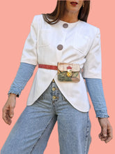 Charger l'image dans la galerie, Blazer vintage Tara - Blanc à base arrondie. Taille L, 40, 42. Guy Laroche