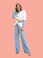 Charger l'image dans la galerie, Blazer vintage Tara - Blanc à base arrondie. Taille L, 40, 42. Guy Laroche