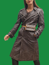Charger l'image dans la galerie, Trench-Coat vintage Philippa - Cuir marron à fermeture croisée M, 38, 40.