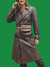 Charger l'image dans la galerie, Trench-Coat vintage Philippa - Cuir marron à fermeture croisée M, 38, 40.