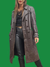 Charger l'image dans la galerie, Trench-Coat vintage Philippa - Cuir marron à fermeture croisée M, 38, 40.