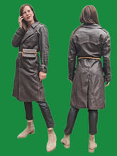 Charger l'image dans la galerie, Trench-Coat vintage Philippa - Cuir marron à fermeture croisée M, 38, 40.