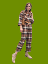 Charger l'image dans la galerie, Combinaison vintage Pénélope - A carreaux marron et bleu. Taille M, 38, 40. Made in France