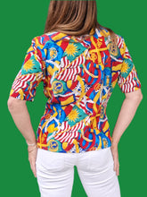 Charger l'image dans la galerie, Chemisier vintage Caren - Imprimés marins. Taille M, 38, 40. Carole Richard. Made in France.
