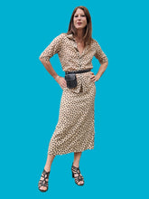 Charger l'image dans la galerie, Ensemble vintage Léna - Chemisier et jupe à pois beige et noir. Taille M, 38, 40. Alvarina. Made in France