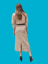 Charger l'image dans la galerie, Ensemble vintage Léna - Chemisier et jupe à pois beige et noir. Taille M, 38, 40. Alvarina. Made in France