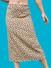 Charger l'image dans la galerie, Ensemble vintage Léna - Chemisier et jupe à pois beige et noir. Taille M, 38, 40. Alvarina. Made in France