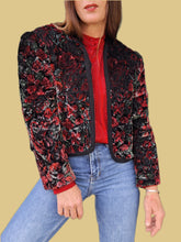Charger l'image dans la galerie, Veste vintage Chloé - En velours matelassé fleuri et brillant. Taille XL, 42, 44.