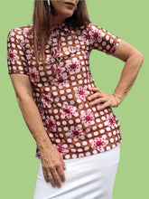 Charger l'image dans la galerie, Blouse vintage Camilla - Fleuri rose et kaki. Taille XS, 34, 36. H