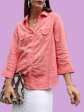 Charger l'image dans la galerie, Chemisier vintage Lydia - Rose. A poches et revers aux manches. Taille M, 38, 40.