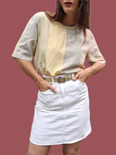 Charger l'image dans la galerie, Mini Jupe vintage Caroline - En jean blanc. Taille S, 36, 38. Made in France.